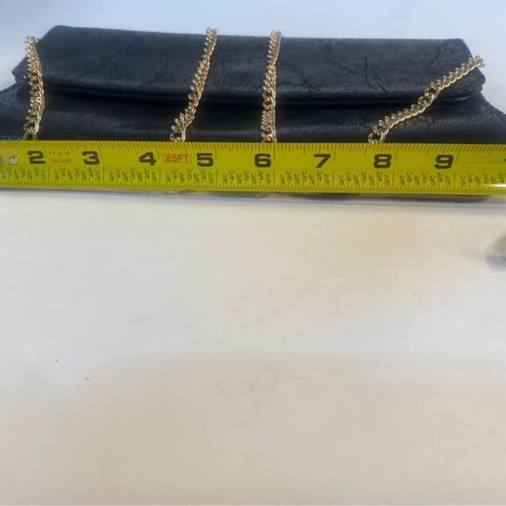 Vintage Leather Clutch with Gold Toned Chain Made in Italy - Picture 6 of 10